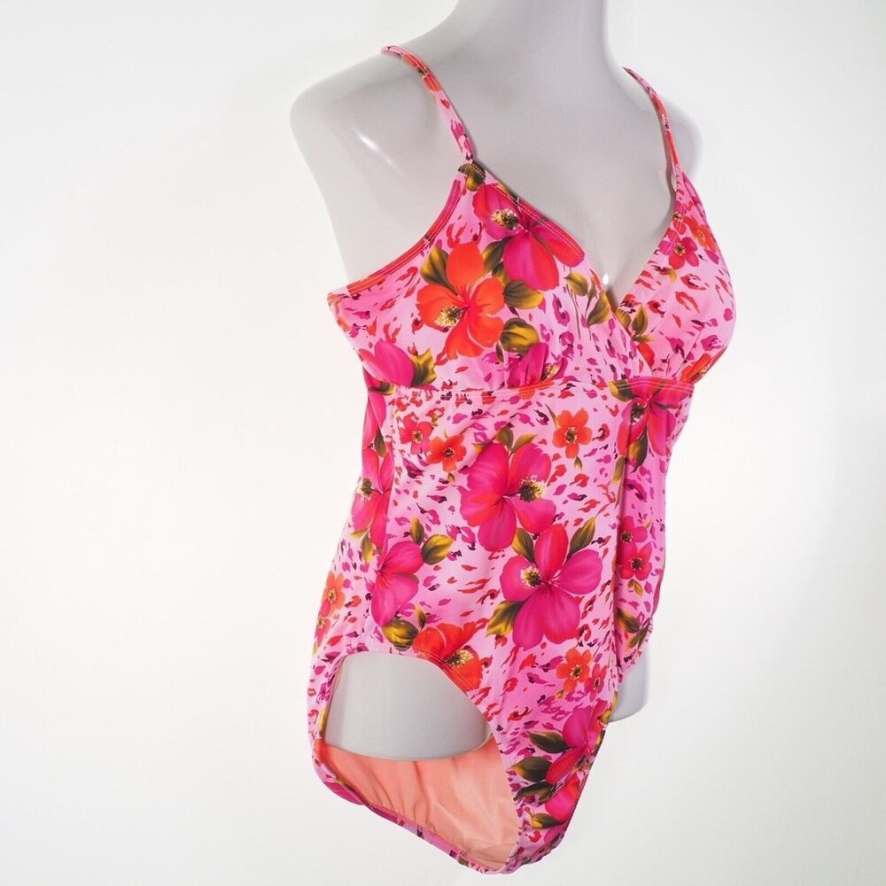 Islander Womens Swimsuit 18 One Piece Pink Floral Adjustable Straps - Picture 4 of 9